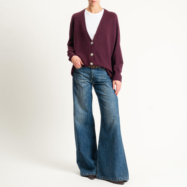 Kontatto-Cardigan con spacchi laterali (QS) - melanzana