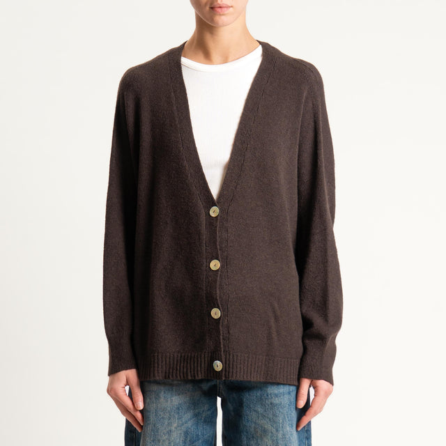 Kontatto-Cardigan con spacchi laterali (QS) - moro