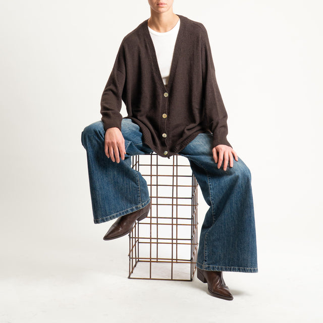 Kontatto-Cardigan con spacchi laterali (QS) - moro