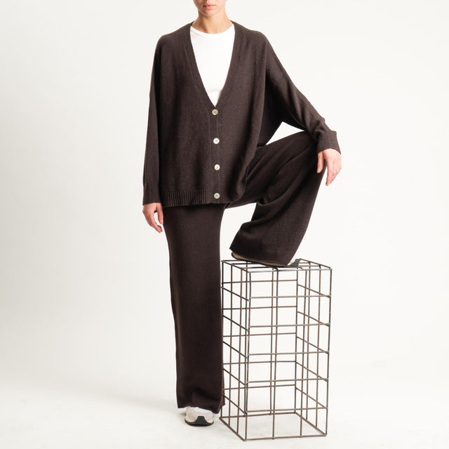 Kontatto-Cardigan con spacchi laterali (QS) - moro