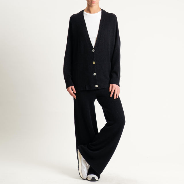 Kontatto-Cardigan con spacchi laterali (QS) - nero