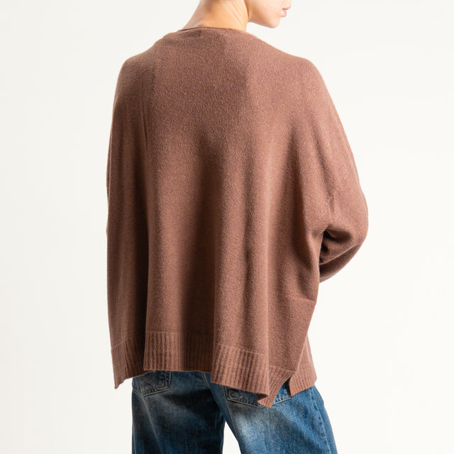 Kontatto-Cardigan con spacchi laterali (QS) - nocciola