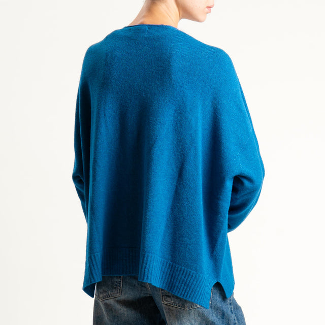 Kontatto-Cardigan con spacchi laterali (QS) - ottanio
