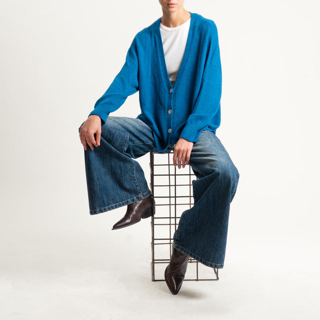 Kontatto-Cardigan con spacchi laterali (QS) - ottanio