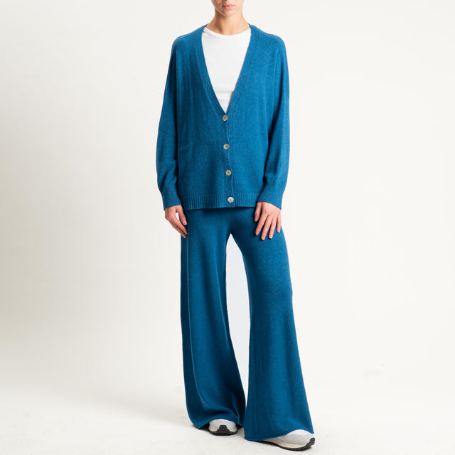Kontatto-Cardigan con spacchi laterali (QS) - ottanio