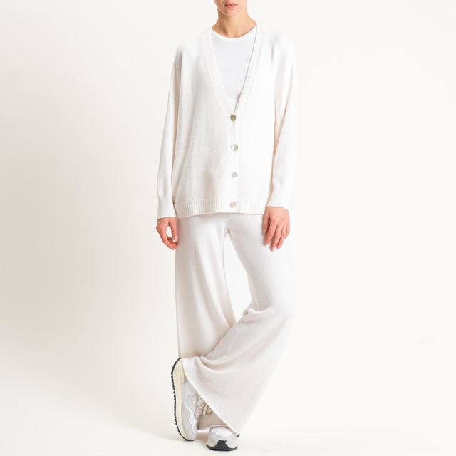 Kontatto-Cardigan con spacchi laterali (QS) - panna