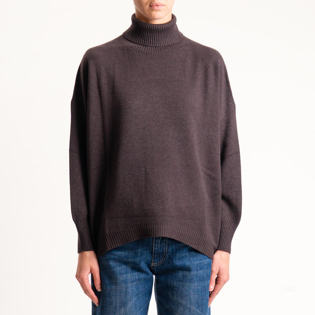 Kontatto-Maglia over collo alto (QS) - moro