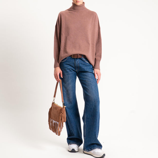 Kontatto-Maglia over collo alto (QS) - nocciola