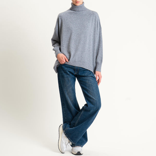 Kontatto-Maglia over collo alto (QS) - grigio melange
