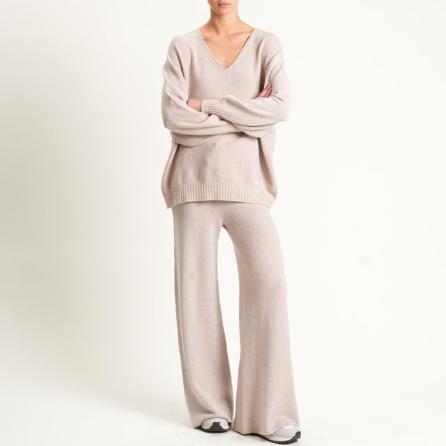 Kontatto-Maglia scatola scollo v (QS) - beige