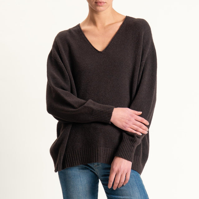 Kontatto-Maglia scatola scollo v (QS) - moro