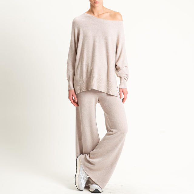 Kontatto-Maglia a scatola girocollo (QS) - beige