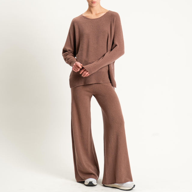 Kontatto-Maglia a scatola girocollo (QS) - nocciola