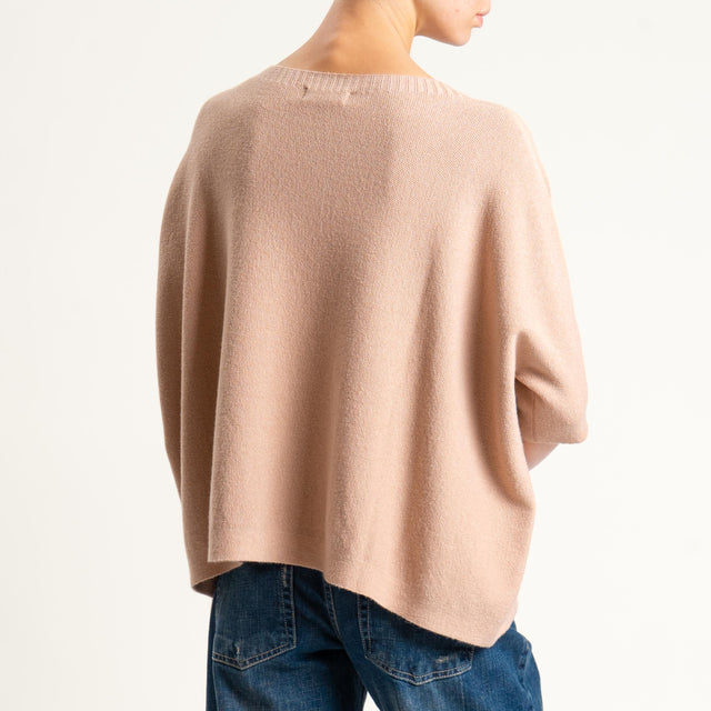 Kontatto-Maglia cropped manica corta punto riso (QS) - brick