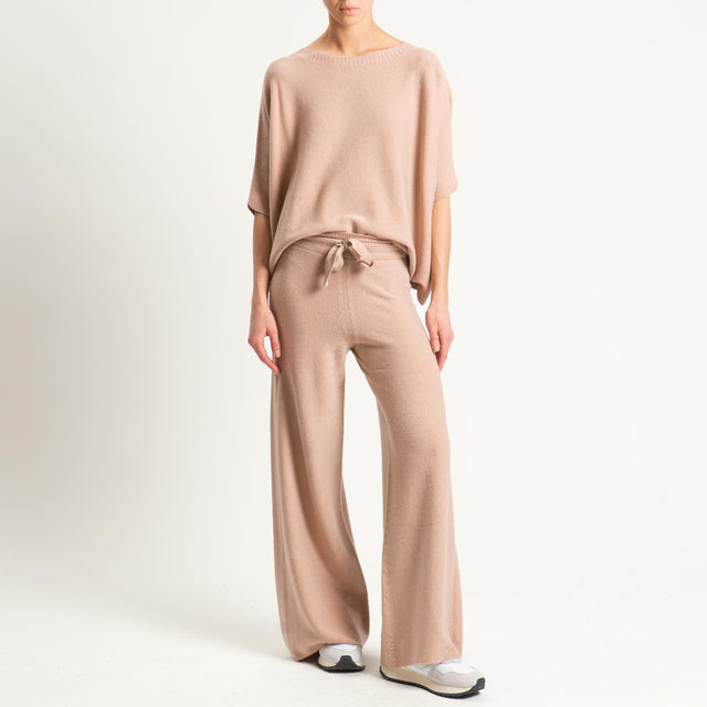 Kontatto-Pantalone in maglia punto riso (QS) - brick