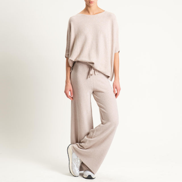Kontatto-Pantalone in maglia punto riso (QS) - beige
