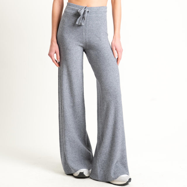 Kontatto-Pantalone in maglia punto riso (QS) - grigio melange