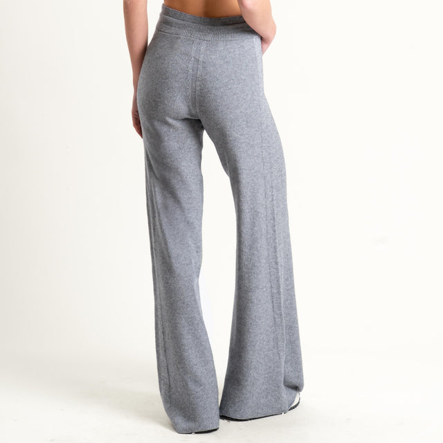 Kontatto-Pantalone in maglia punto riso (QS) - grigio melange