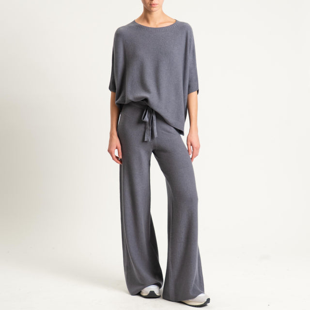 Kontatto-Pantalone in maglia punto riso (QS) - lavagna