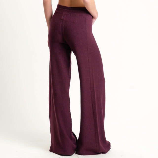 Kontatto-Pantalone in maglia punto riso (QS) - melanzana