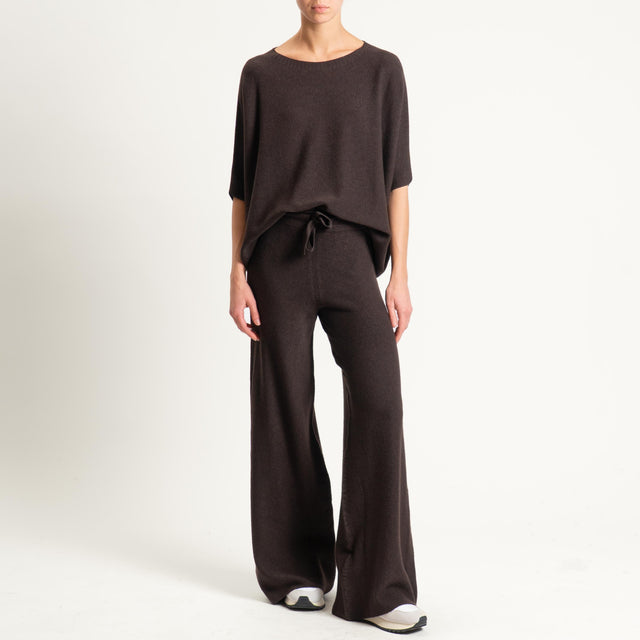 Kontatto-Pantalone in maglia punto riso (QS) - moro