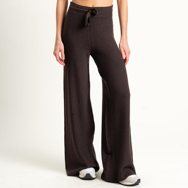Kontatto-Pantalone in maglia punto riso (QS) - moro