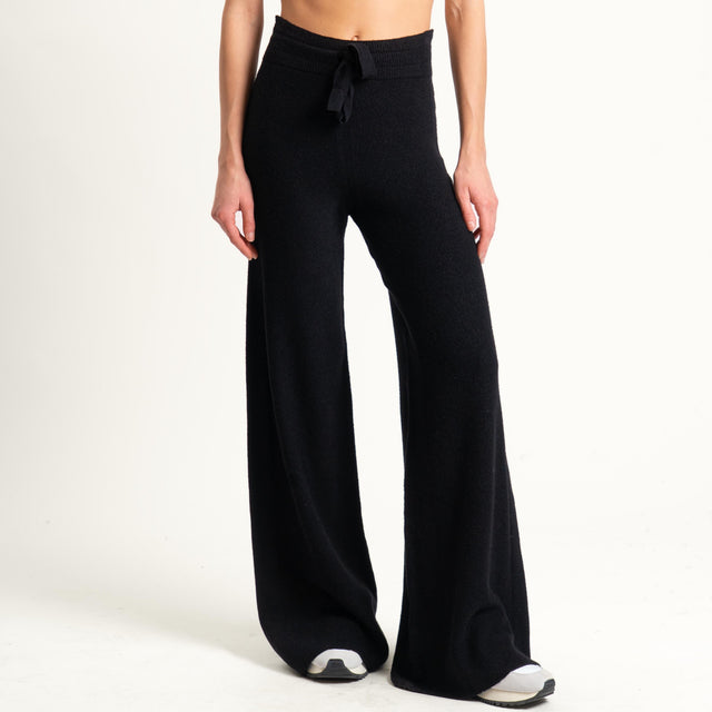 Kontatto-Pantalone in maglia punto riso (QS) - nero