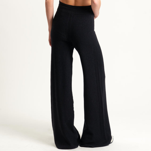 Kontatto-Pantalone in maglia punto riso (QS) - nero