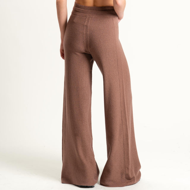 Kontatto-Pantalone in maglia punto riso (QS) - nocciola