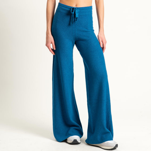Kontatto-Pantalone in maglia punto riso (QS) - ottanio