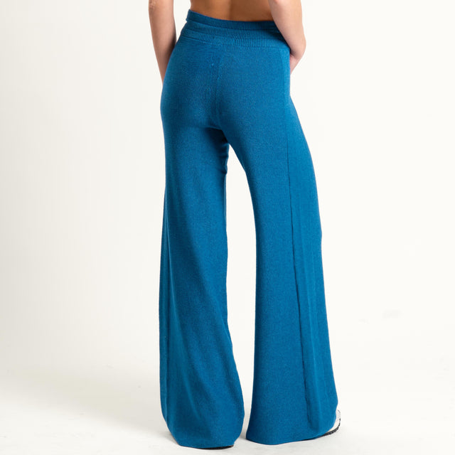 Kontatto-Pantalone in maglia punto riso (QS) - ottanio
