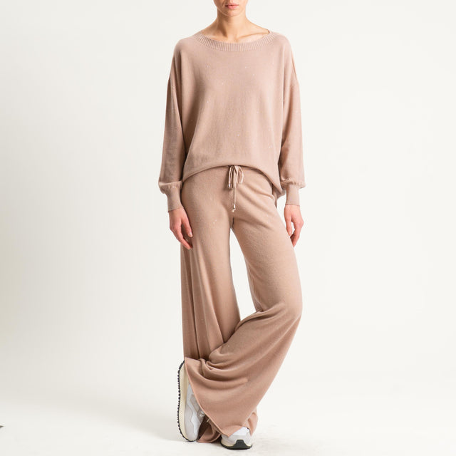 Kontatto-Pantalone con micro paillettes - beige