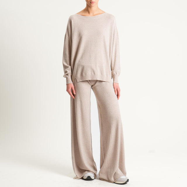 Kontatto-Pantalone con micro paillettes - brick