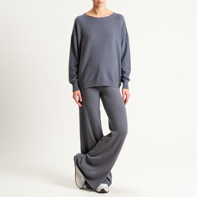 Kontatto-Pantalone con micro paillettes - lavagna