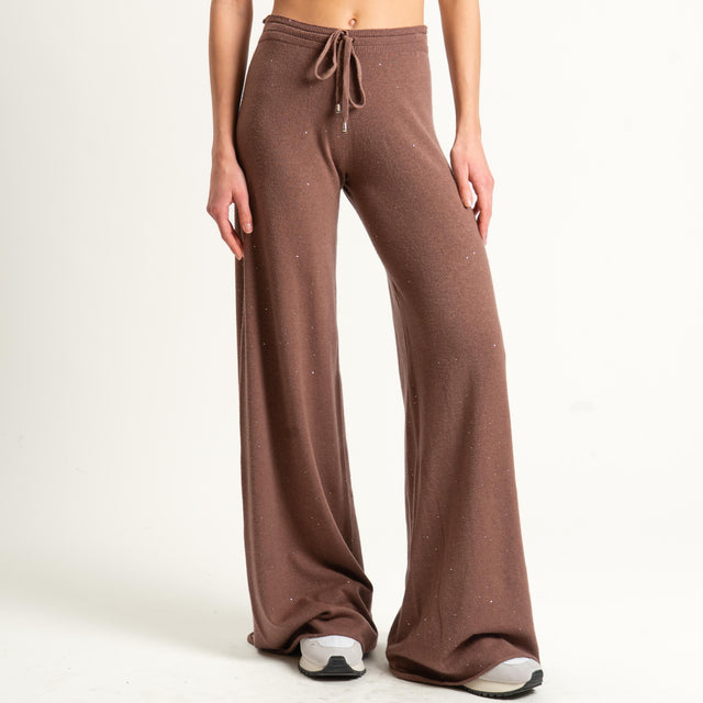 Kontatto-Pantalone con micro paillettes - nocciola