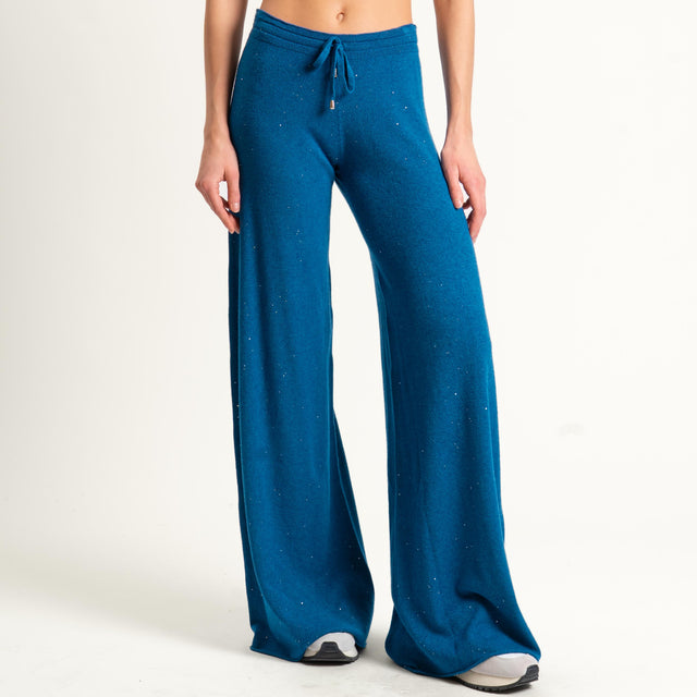 Kontatto-Pantalone con micro paillettes - ottanio
