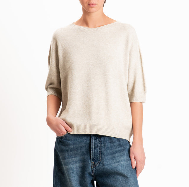 Kontatto-Maglia QS girocollo mezza manica - beige