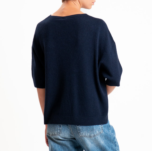 Kontatto-Maglia QS girocollo mezza manica - blu