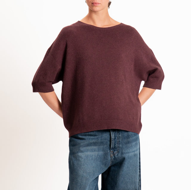 Kontatto-Maglia QS girocollo mezza manica - marsala