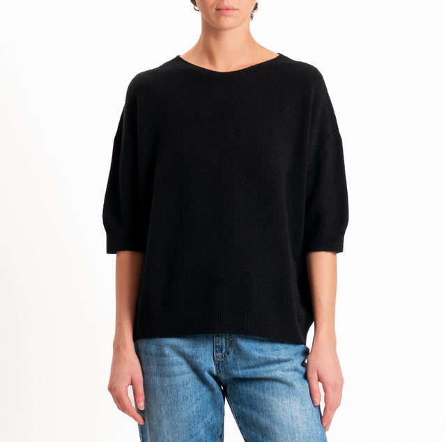 Kontatto-Maglia QS girocollo mezza manica - nero