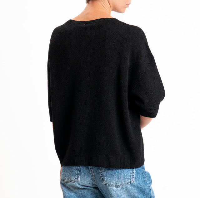 Kontatto-Maglia QS girocollo mezza manica - nero