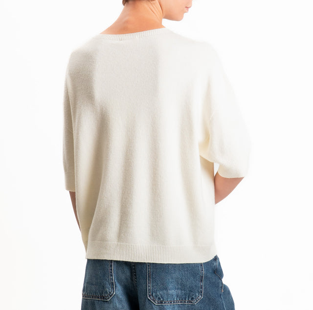 Kontatto-Maglia QS girocollo mezza manica - panna