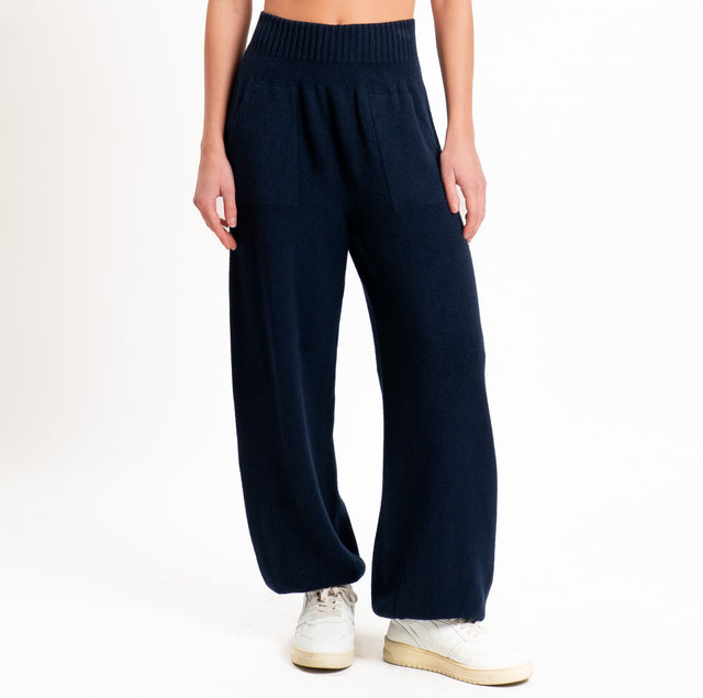 Kontatto-Pantalone QS in maglia con tasche - blu