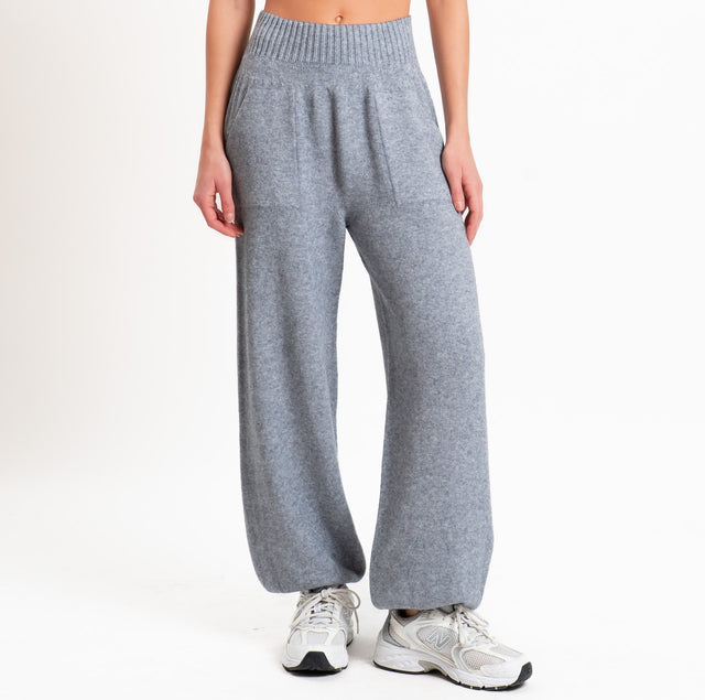Kontatto-Pantalone QS in maglia con tasche - grigio melange