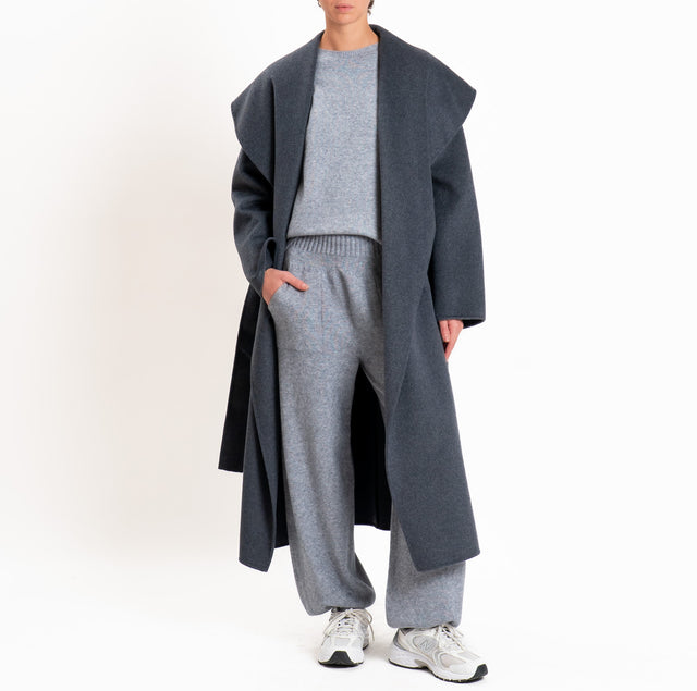 Kontatto-Pantalone QS in maglia con tasche - grigio melange