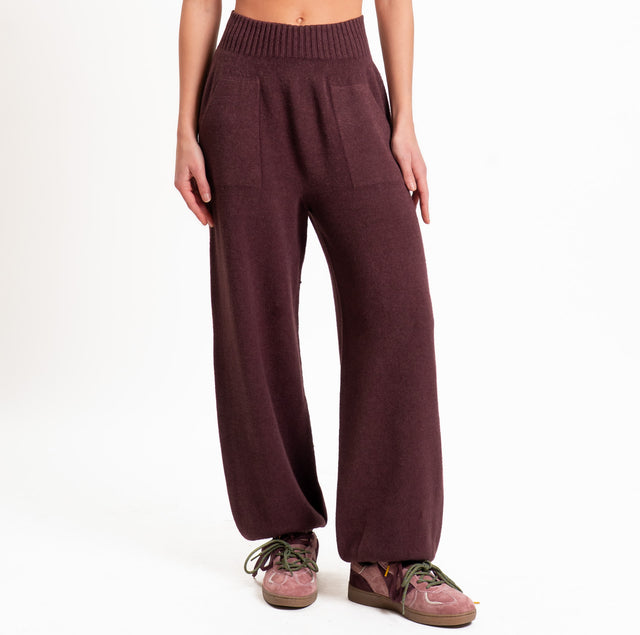 Kontatto-Pantalone QS in maglia con tasche - marsala