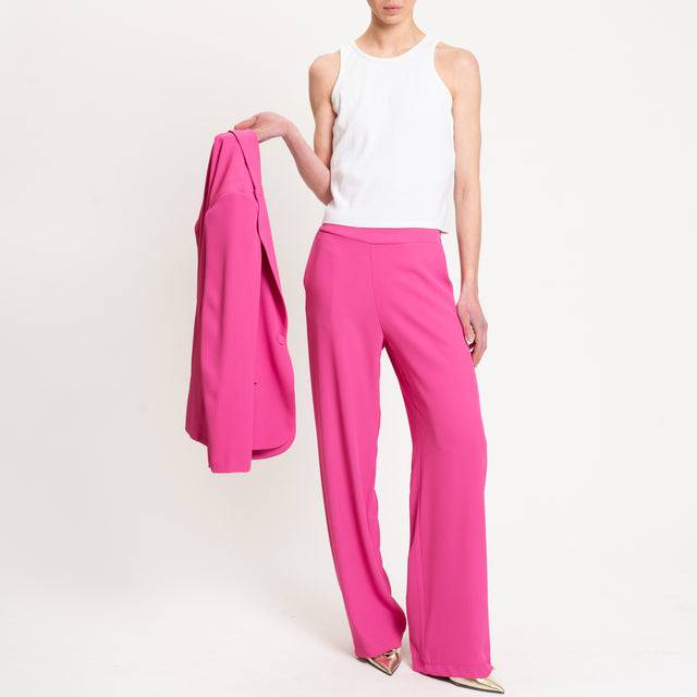Kontatto-Pantalone tessuto fluido elastico dietro - fucsia
