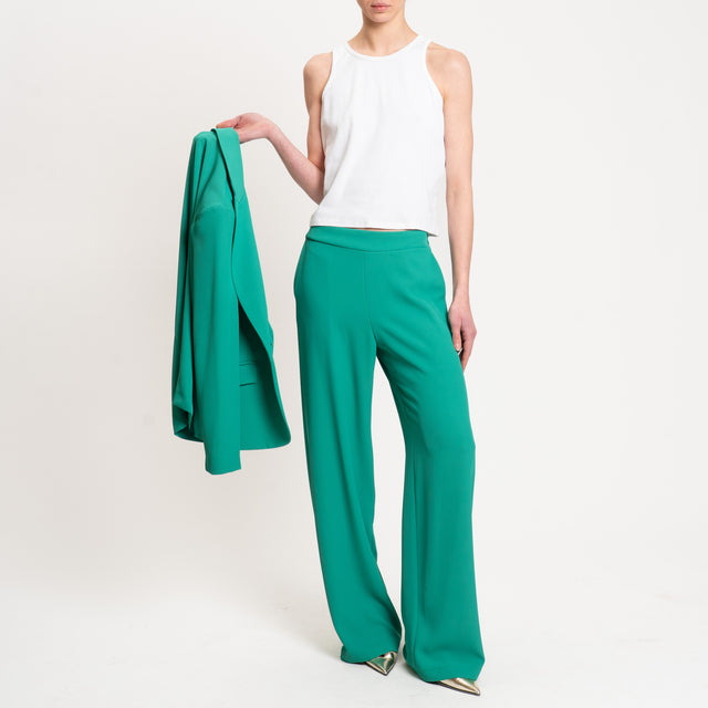 Kontatto-Pantalone tessuto fluido elastico dietro - verde