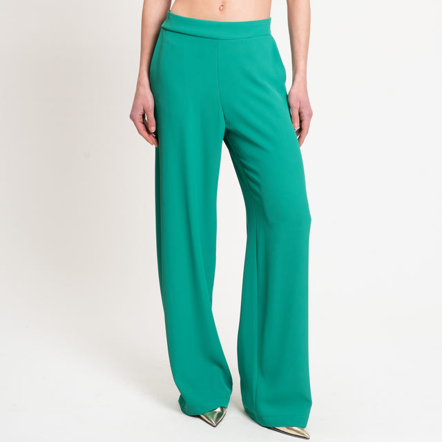 Kontatto-Pantalone tessuto fluido elastico dietro - verde