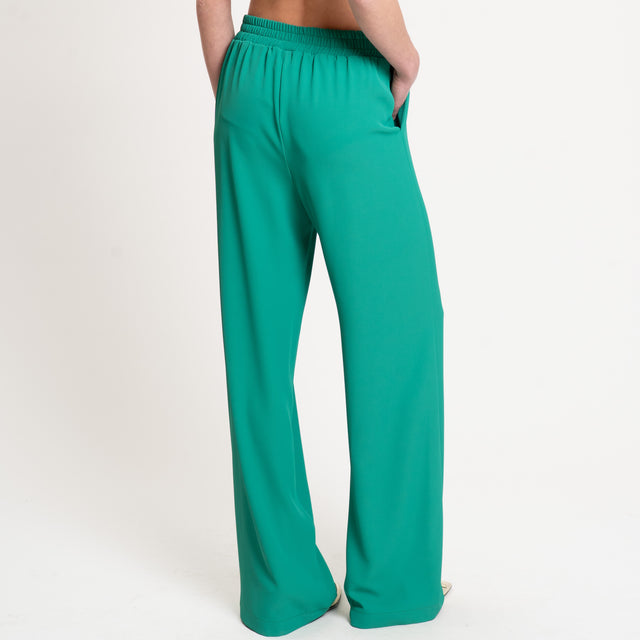 Kontatto-Pantalone tessuto fluido elastico dietro - verde